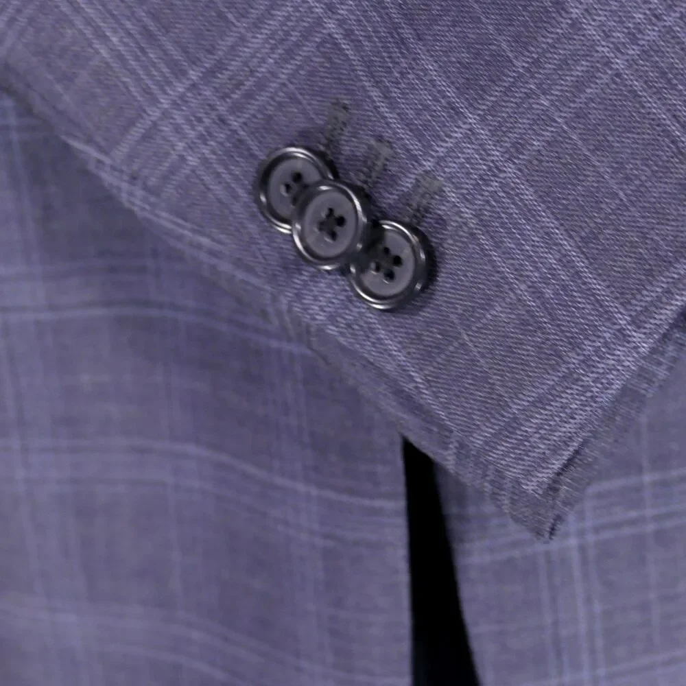 Banana Republic Sport Coat Blazer Mens 42R Tailored Fit Blue Plaid Two Button